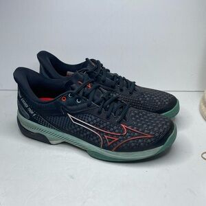 Mizuno Mens SZ 8.5 Black and Teal Sports Sneakers